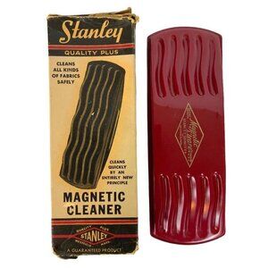 Stanley Magnetic Cleaner Red Black Bakelite Upholstery Brush Original Box 1950s